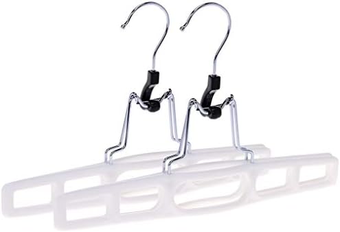 Premium Skirt Hangers 2-Pack - Thin Space-Saving Skirt Hanger Set with Clamp, Pant Hanger 2-Piece Set, Shorts Hangers with Heavy-Duty Locking Clasp, Multipurpose Quality Jean Hangers Set (White, 2)