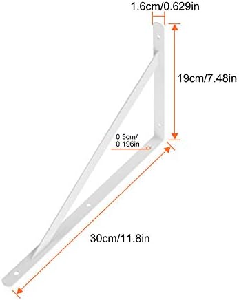 Acrux7 4 Pack White Steel Shelf Brackets 12x8inch - Heavy Duty L Brackets with Screws, White Metal Shelf Brackets - Perf