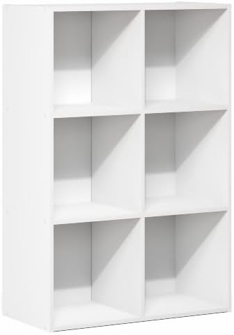 Furinno LUDER Book Shelf, 6-Cube Bookshelf, Bookcase, White