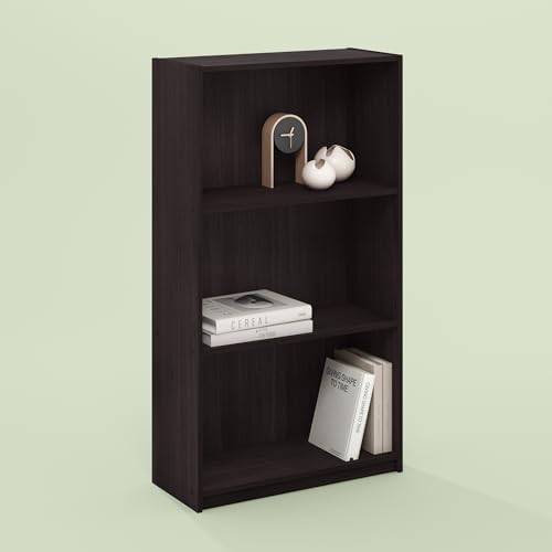 Frei 3-Tier Open Shelf Bookcase, Bookshelf, for Living Room and Home Office, Mocha Espresso