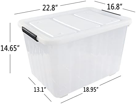 70 Qt Stackable Plastic Storage Bins with Lids, 4 Pack