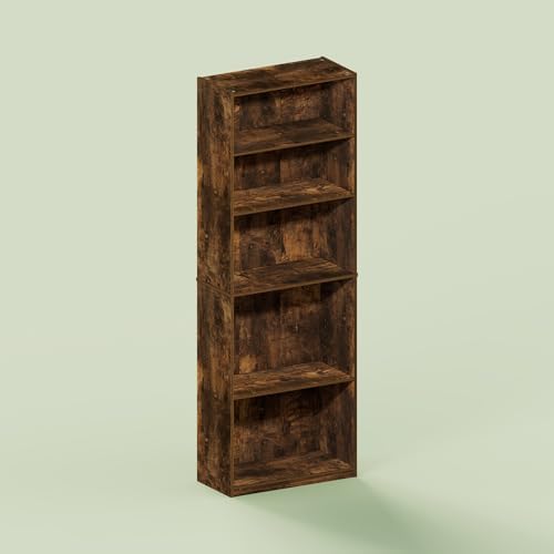 Frei Bookcases, Bookshelf, 71 Inch Tall 5 Tier Display Bookcase, with Adjustable Shelves, for Home Office, Living Room, 