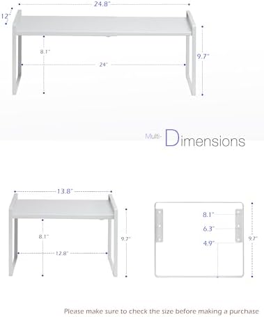 Nxconsu Cabinet Shelf Riser, Adjustable Cabinet Organizer, 12" Deep White