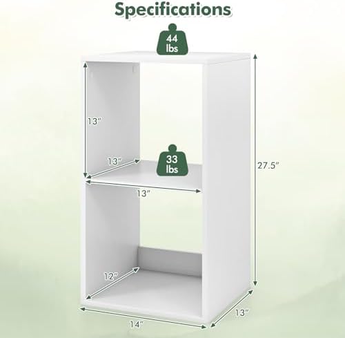 DORTALA 2 Cube Bookcase Set of 2, Floor Standing Bookshelf with Open Back, Anti-Tipping Kits, Modern Storage Organizer D