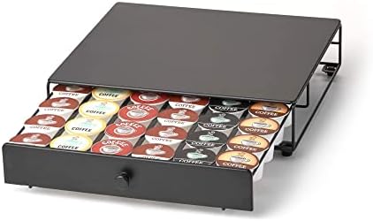Nifty Rolling Coffee Pod Drawer – Black Finish, Compatible with K-Cups, 36 Pod Pack Holder, Compact Under Coffee Pot Sto