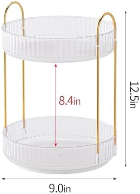 360° Rotating Makeup Organizer for Vanity - 2 Tier Perfume Organizer with Large Capacity - Skincare Organizer for Bathro