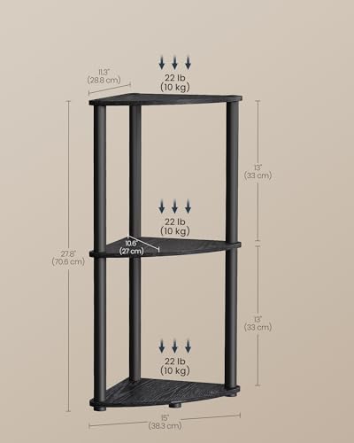 SONGMICS HOME 3-Tier Corner Shelf, Toolless Assembly