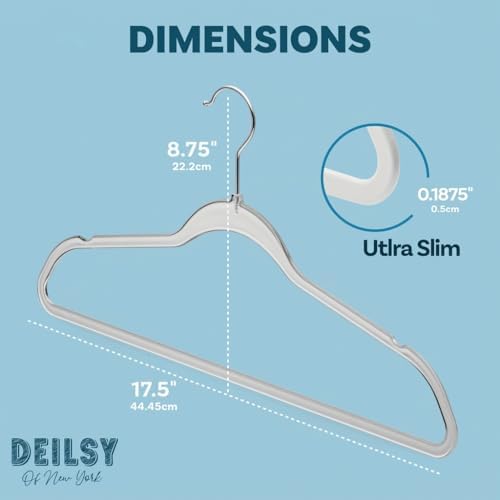 DEILSY™ Clear Thin Hangers with Silver Hook Non-Velvet Hangers 50 Pack