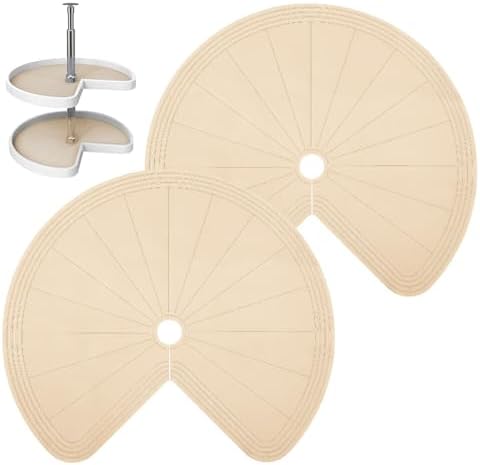 2 PCS 26" Lazy Susan Shelf Liner, Jaxbo Silicone Lazy Susan Liner for Dual Tier Pie Cut Organizer,Non-Slip Thermal Prote
