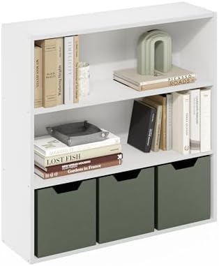 Furinno PASIR Book Shelf, 3-Tier Bookshelf with Open Storage Shelf, Standing Bookcase, 9.3 x 31.3 x 31.5, Easy Assembly,