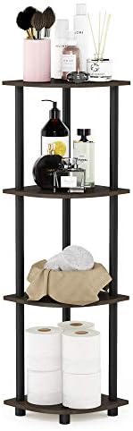Furinno TURN-N-TUBE Corner Shelf, 4-Tier Corner Bookshelf, Display Storage Shelves with Open Shelves, for Organization a