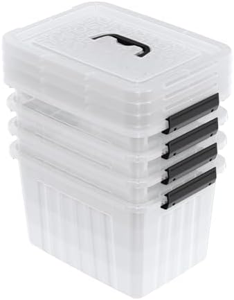 4-Pack Storage Bins with Latch Lids, Clear Plastic Storage Box, 18 L