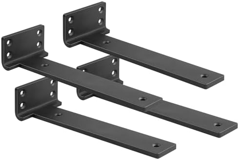 Black Floating Shelf Brackets 10 inch 4 Pack L Brackets for Floating Shelves Metal Heavy Duty Shelf Bracket for DIY Shel
