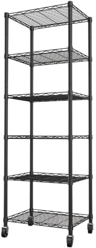 REGILLER 6 Wire Shelving Steel Storage Rack Adjustable Unit Shelves for Laundry Bathroom Kitchen Pantry Closet(Black,11.