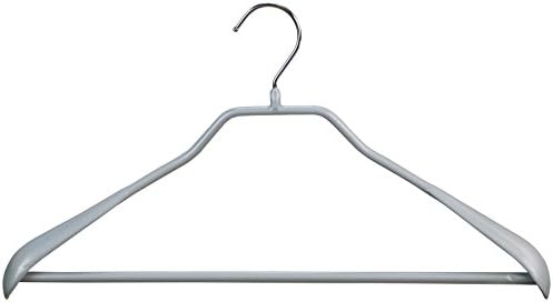 Mawa by Reston Lloyd BodyForm Series Non-Slip Space-Saving Clothes Hanger with Bar for Pants, 16 1/2", Style 42/LS, Set of 2, Silver
