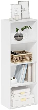 Furinno LUDER 4-Tier Book Shelf, Open Shelves Bookshelf, White