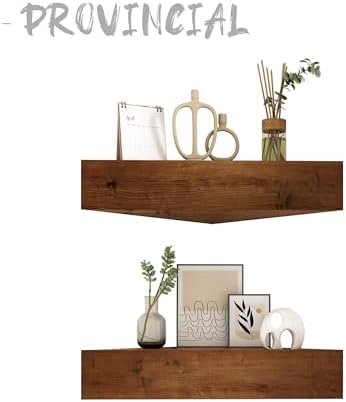 Wall Corner Floating Shelves,Wood Rustic Handmade Shelf - 12" x 12", Pack of 2 - Provincial