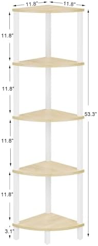 VIMBER Corner Shelf, 5-Tier Corner Bookshelf, Industrial Corner Ladder Shelf, Rustic Display Shelf for Living Room, Bedr