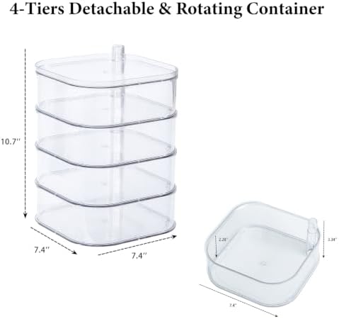 Large Charger Cable Storage Box with Lid, 4-Tiers, Clear