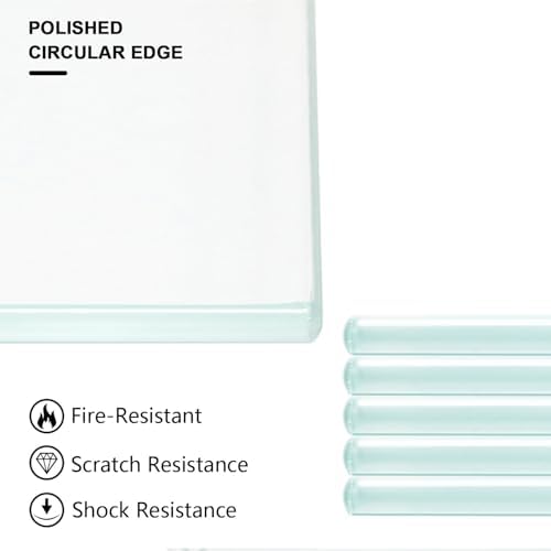 12" W x 48" L - Tempered Rectangle Glass Shelf Without Frame (5 Pieces Set) - 3/16" Thick -Pencil Polished