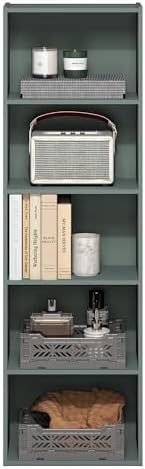 Furinno LUDER Book Shelf, 5-Tier Bookshelf, Bookcase with Open Shelves, 9.4 x 15.8 x 52, Easy Assembly, for Living Room,