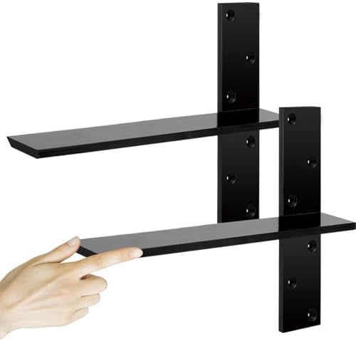 3/8" Thick Heavy-Duty Floating Shower Bench Brackets - 16" L x 2.5" W Wall Mount Bracket, Free Hanging T Shelf Support B