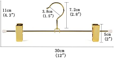 Amber Home 10 Pack Shiny Gold Metal Pants Skirts Hangers with Clips 12"