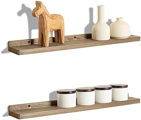 Freezing point Floating Shelf for Wall Set of 2 Natural Wood 23Inch Wall Shelves Decor Plant Display Collectibles Mounte