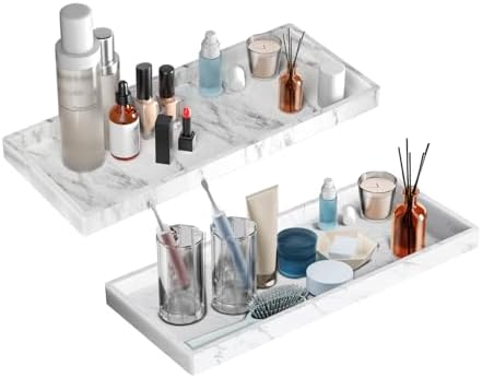 BBK 2PC Countertop Vanity Tray Large 11.8" Bathroom Tray Silicone