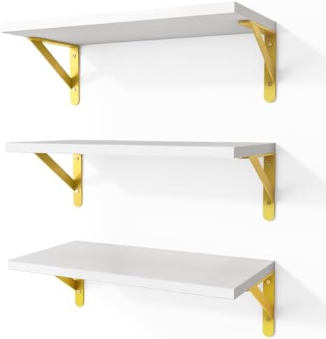 Fixwal Wall Floating Shelves for Home Decor (White, Set of 3, 16.5 Inch)