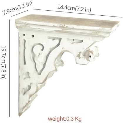 BIG FORTUNE Set of 4 Corbels for Shelves Wood Corbels Decorative,L7.2X W3.1x H7.8 Inches,Shelf Brackets Wooden Vintage S