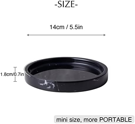 100% Carved Marble Round Vanity Tray 5.5'', for Kitchen Bathroom Countertop, Nightstand Decor, Candle Holder, Jewelry Ri