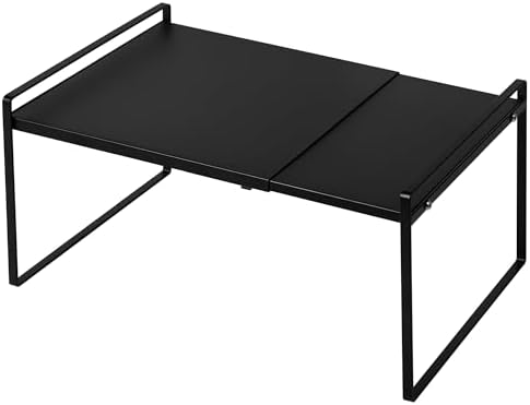 Nxconsu Expandable Shelf for Cabinets, Cabinet Shelf Riser, 12" Black