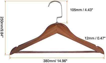 HARFINGTON 2pcs B17 Solid Wooden Suit Hangers 380mm Length U-Notches Retro Coat Hanger with Stainless Steel Hook for Jacket Pants Shirt