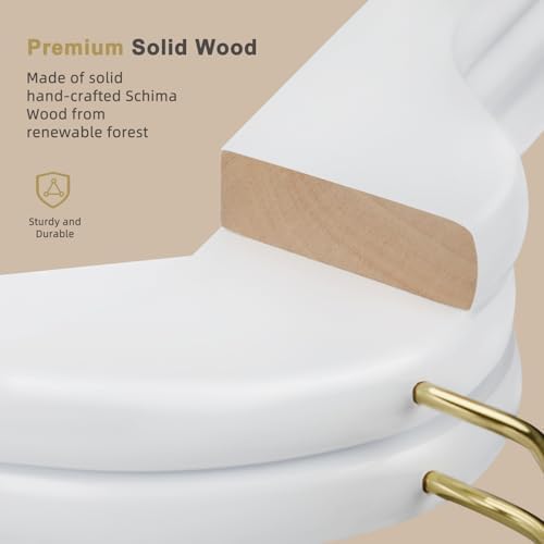 TOPIA HANGER Wooden Hangers 30 Pack, White Wood with Golden Hooks