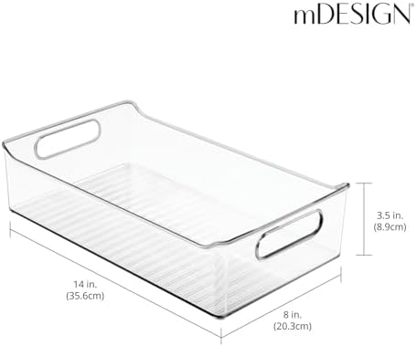mDesign Plastic Kitchen or Pantry Storage Bins with Handles - Organization in Cabinet, Fridge or Freezer - Fruit Contain