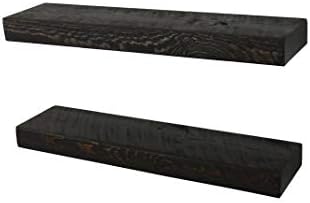 joelsantiques x2 24 inch Wooden Floating Shelves for Wall - 24x6x2 in, High End Solid Natural Wood, Heavy Duty Bracket, 