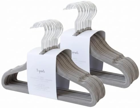 3 Sprouts Velvet Baby Hangers, Non Slip Slim, Dark Gray, 30 Pack
