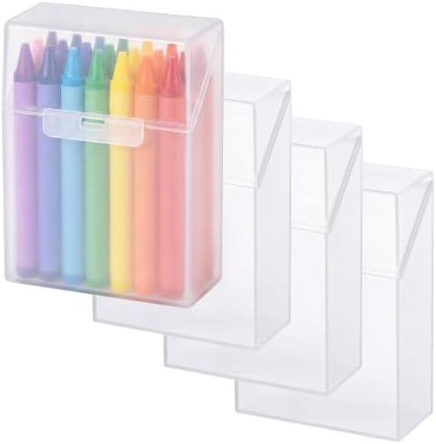 Clabby 4 Pcs Clear Plastic Crayon Boxes Hold 24 Count, Clear