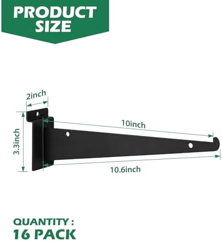 10 Inch Slatwall Shelf Bracket, Slatwall Accessories, Heavy Duty Slat Wall Shelf Bracket with Lip for Garage and Retail 