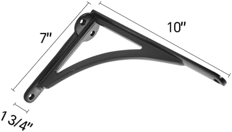 Khtumeware 100% Solid Brass Decorative Shelf Brackets, 10-inch Wall-Mounted Shelving Brackets, 2-Pack Matte Black Vintag