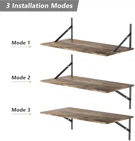 Deep Floating Shelves for Wall Set of 3, 24W x 12 Inch Deep Floating Shelves, Wide Floating Wall Mounted Shelves for Liv