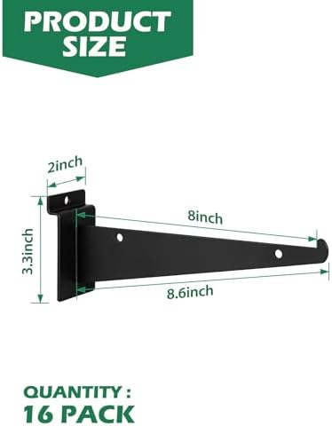 8 Inch Slatwall Shelf Bracket, Slatwall Accessories, Heavy Duty Slat Wall Shelf Bracket with Lip for Garage and Retail D