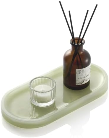 Natural Marble Decorative Tray, 9.8”x4.4”, Grass Green