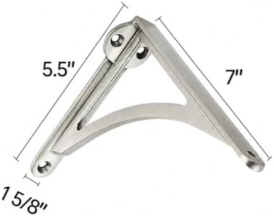 Khtumeware 100% Solid Brass Decorative Shelf Brackets, 7-inch Wall-Mounted Shelving Brackets, 2-Pack Brushed Satin Nicke
