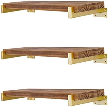EZYDECOR Shelf Brackets Gold Brackets for Shelves with Lip 12 Inch 6 Pack