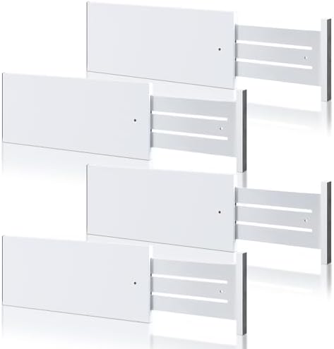 DoubleFill 4 Pcs Deep Bamboo Drawer Dividers, Deep Kitchen Dresser Drawer Organizer with Spring Loaded for Clothes, Adju