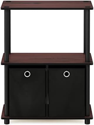 Furinno TURN-N-TUBE Storage Shelves, 3-Tier Toolless Book Shelf with Storage Bins, Display Shelf, for Organization and S