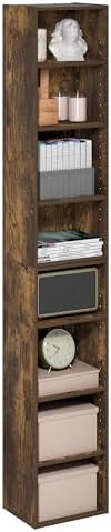 Furinno PASIR Book Shelf, 8-Tier Bookshelf, Bookcase with Open Shelf, 9.3 x 11.8 x 70.9, for Living Room, Bedroom, Home 