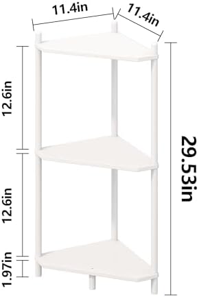 Corner Shelf Stand - 3 Tier Bamboo Small Corner Bookshelf for Office Kitchen Bedroom Plant Stand Living Room Decor Small